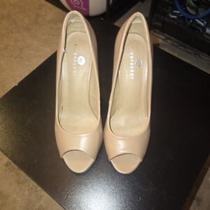 Women's Tan Peep Toe Heels